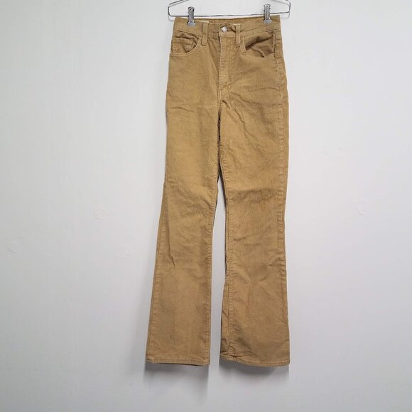 Levis Ribcage Boot Pants Beige Womens 24 Corduroy High Rise - Picture 1 of 10